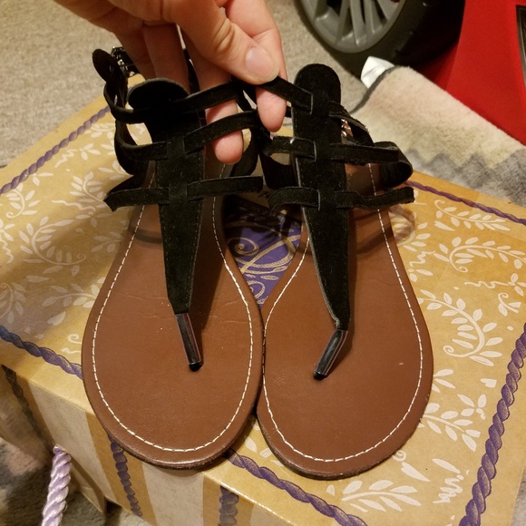 Charles Albert Shoes - Black Velvet Sandals